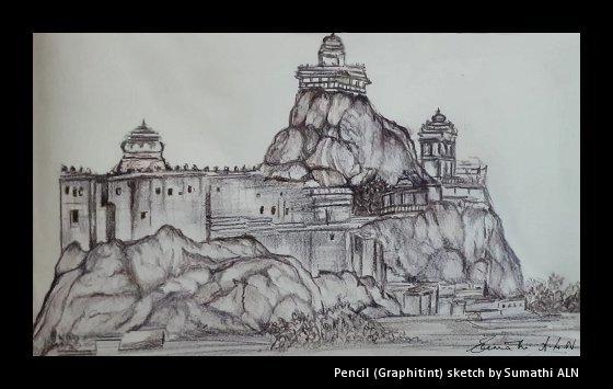 Malaikottai, Trichy - Sketch by Sumathi ALN